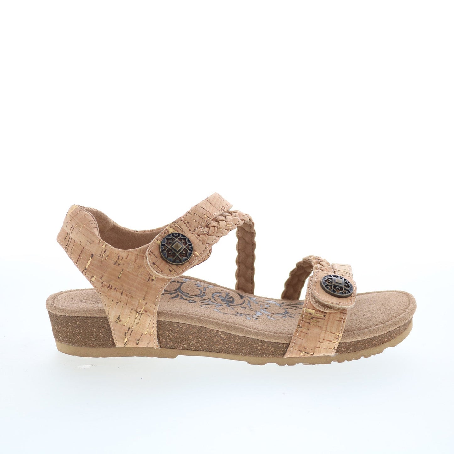 Aetrex Jillian Q Strap Braid SC364W Womens Brown Strap Sandals Shoes