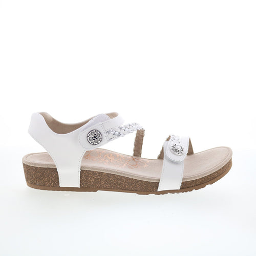 Aetrex Jillian Q Strap Braid SC453W Womens White Strap Sandals Shoes