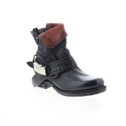 Sebastian Womens Black Leather Zipper Casual Dress Boots