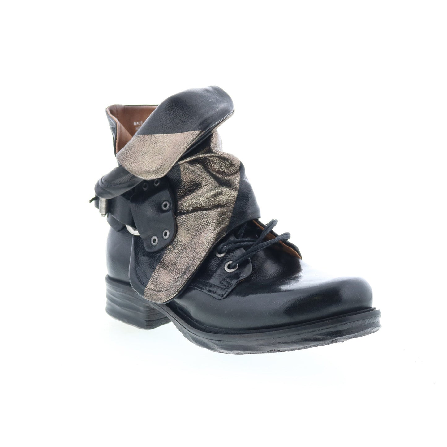 Sebby Womens Black Leather Hook & Loop Ankle & Booties Boots