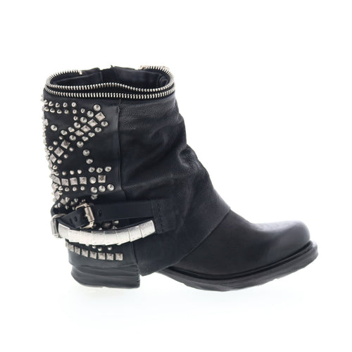 Sid Womens Black Leather Zipper Casual Dress Boots