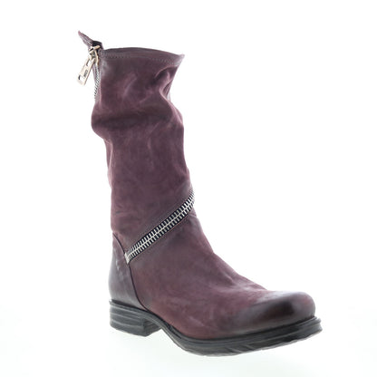 Siggs Womens Burgundy Leather Zipper Casual Dress Boots