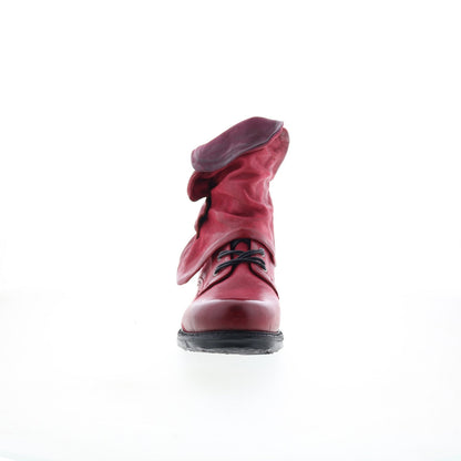 Simon Womens Red Leather Zipper Casual Dress Boots