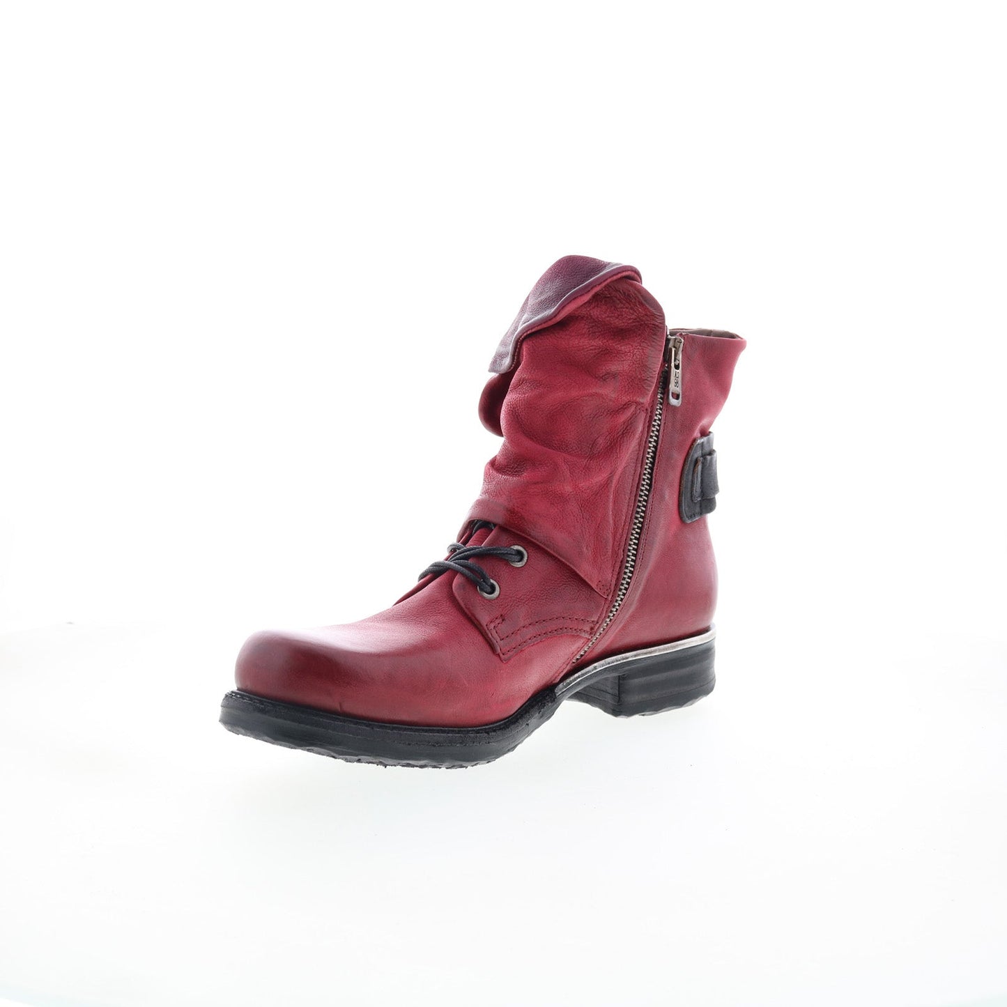 Simon Womens Red Leather Zipper Casual Dress Boots