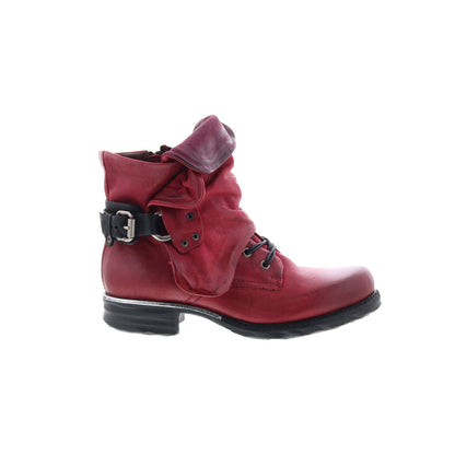 Simon Womens Red Leather Zipper Casual Dress Boots