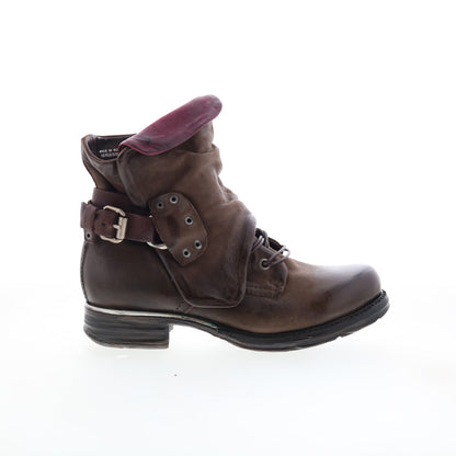 Simon Womens Brown Leather Zipper Casual Dress Boots