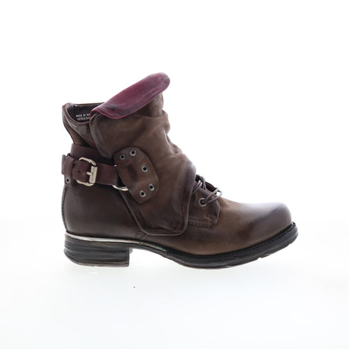 Simon Womens Brown Leather Zipper Casual Dress Boots