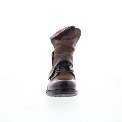 Simon Womens Brown Leather Zipper Casual Dress Boots