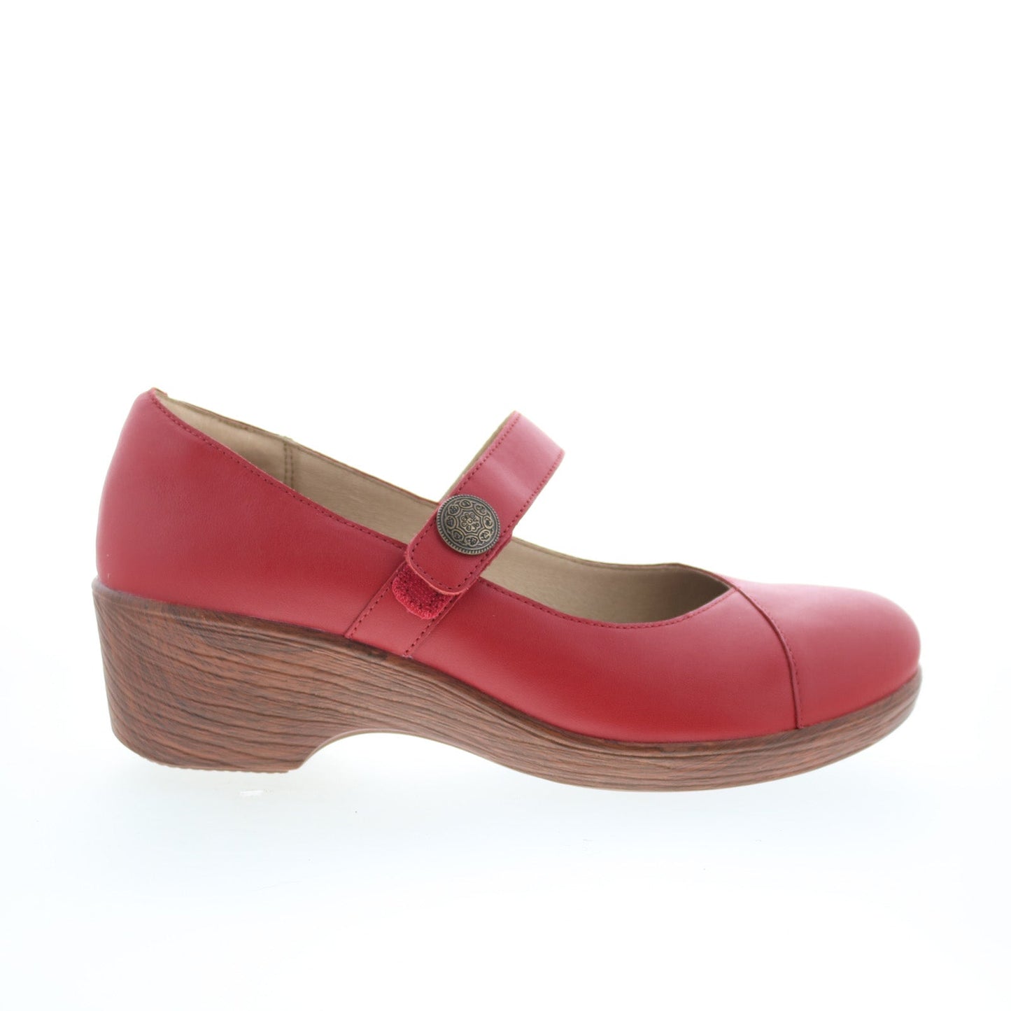 Alegria Sofi SOF-645 Womens Red Leather Strap Mary Jane Flats Shoes