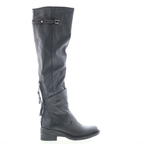 Steed Womens Black Leather Zipper Knee High Boots