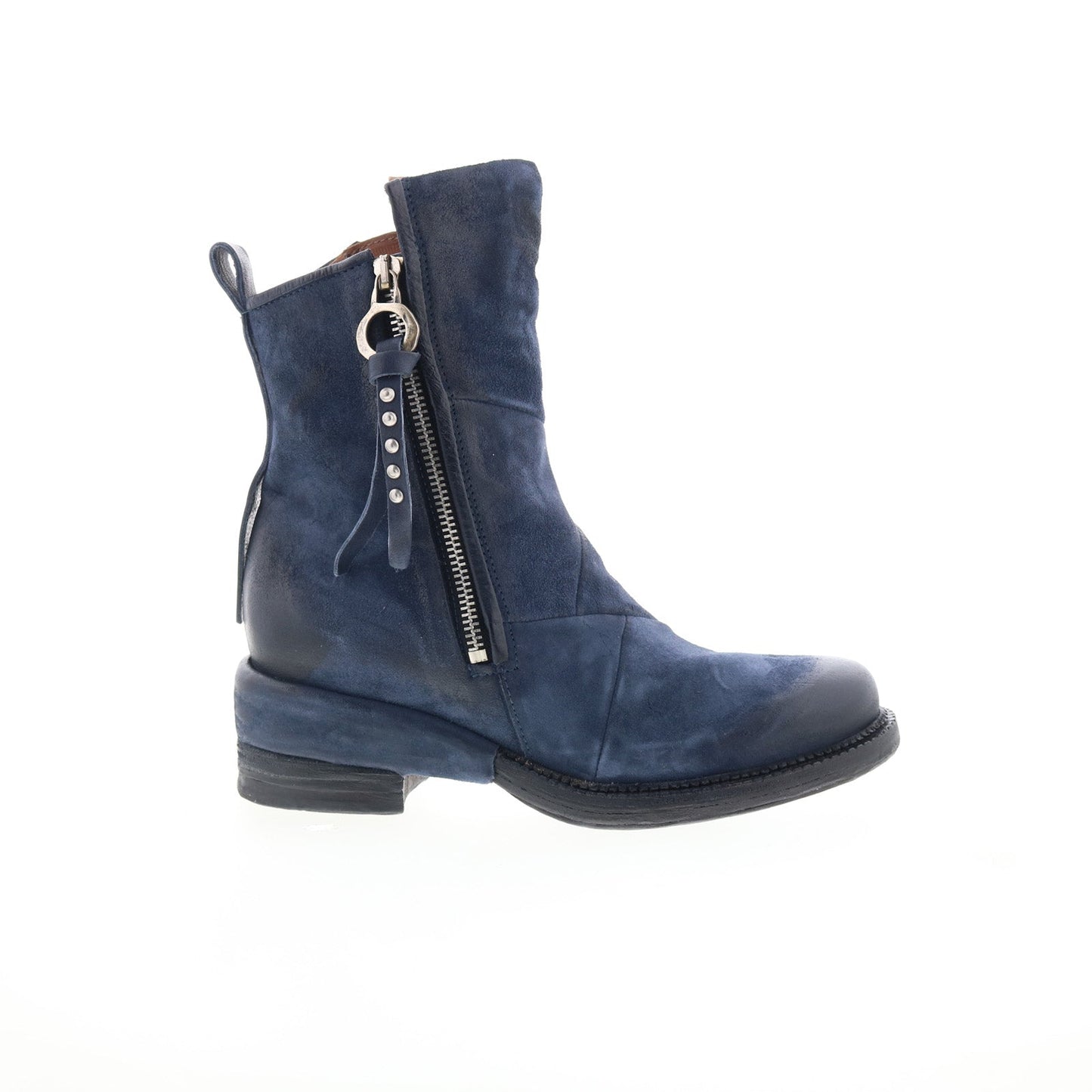 Stratford Womens Blue Leather Zipper Casual Dress Boots