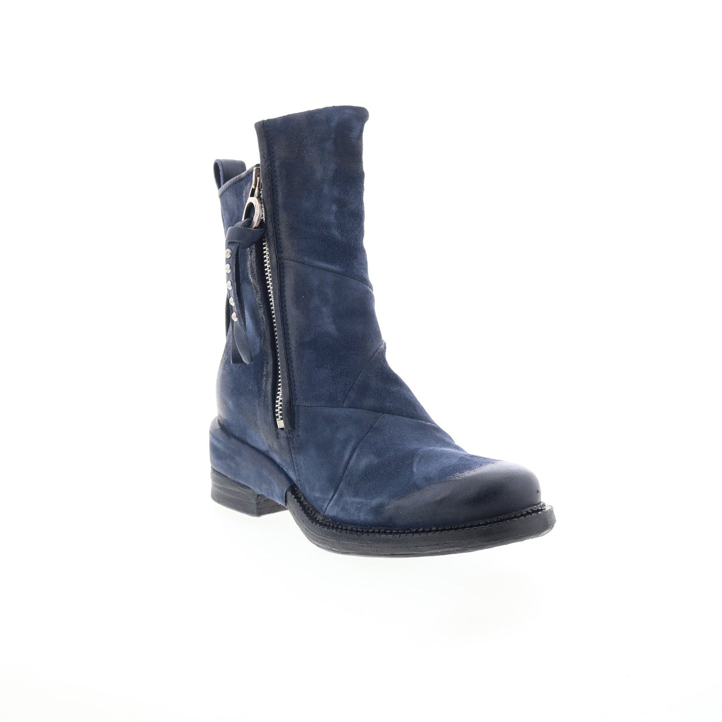 Stratford Womens Blue Leather Zipper Casual Dress Boots