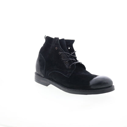 Sye Mens Black Leather Lace Up Casual Dress Boots