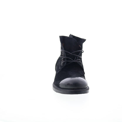 Sye Mens Black Leather Lace Up Casual Dress Boots