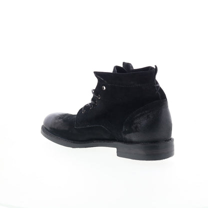 Sye Mens Black Leather Lace Up Casual Dress Boots
