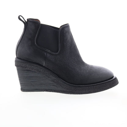 Talen Womens Black Leather Slip On Ankle & Booties Boots