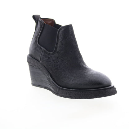 Talen Womens Black Leather Slip On Ankle & Booties Boots