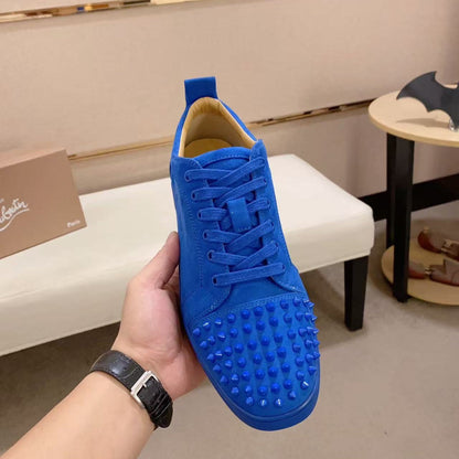 Louis Flat Calf Spikes Velour 'Electric Blue