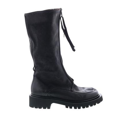 Tayton Womens Black Leather Zipper Knee High Boots