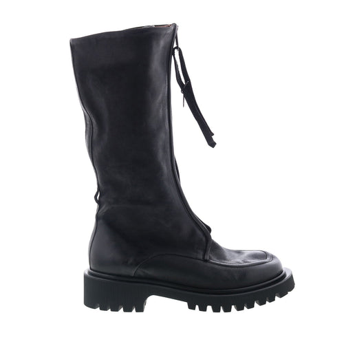 Tayton Womens Black Leather Zipper Knee High Boots