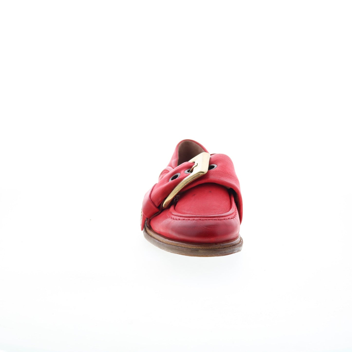 Thaine Womens Red Leather Hook & Loop Loafer Flats Shoes