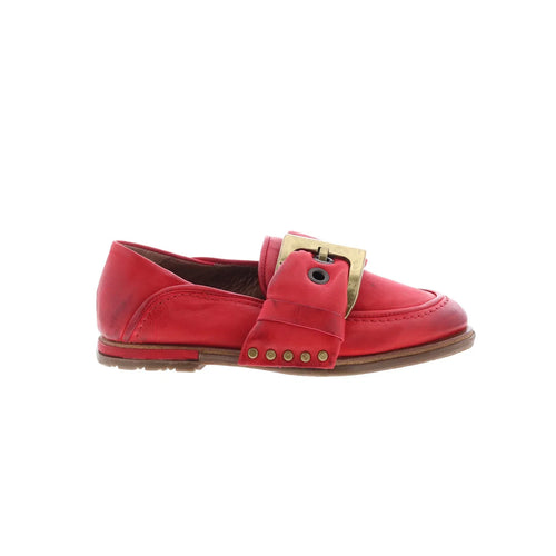 Thaine Womens Red Leather Hook & Loop Loafer Flats Shoes