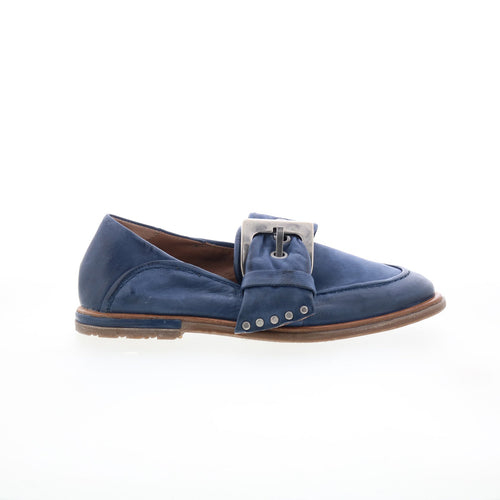 Thaine Womens Blue Leather Hook & Loop Loafer Flats Shoes