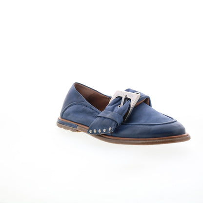Thaine Womens Blue Leather Hook & Loop Loafer Flats Shoes