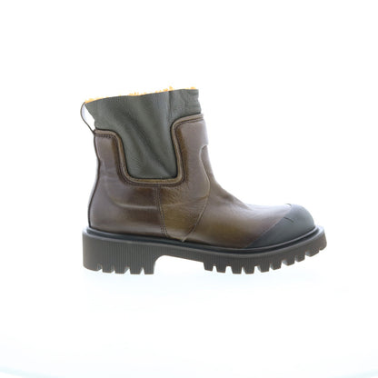 Theodore Fur Womens Brown Leather Slip On Casual Dress Boots