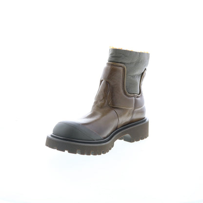 Theodore Fur Womens Brown Leather Slip On Casual Dress Boots