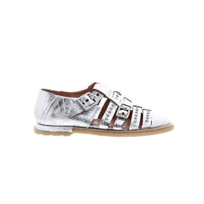 Thorpe Womens Silver Leather Hook & Loop Loafer Flats Shoes