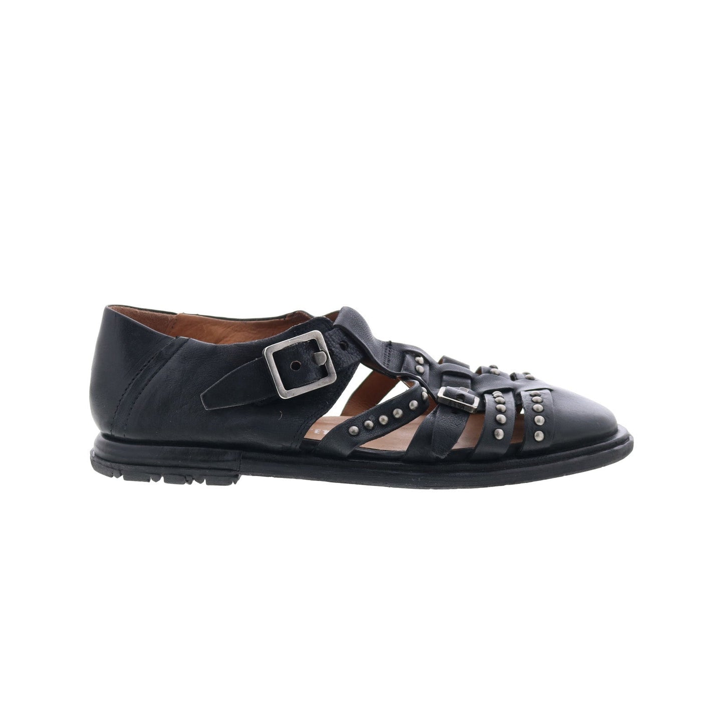 Thorpe Womens Black Leather Hook & Loop Loafer Flats Shoes