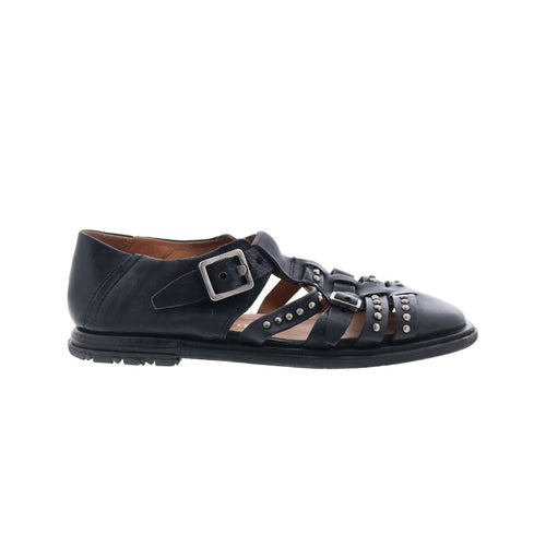 Thorpe Womens Black Leather Hook & Loop Loafer Flats Shoes
