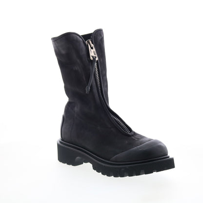Tobie Womens Black Leather Zipper Casual Dress Boots