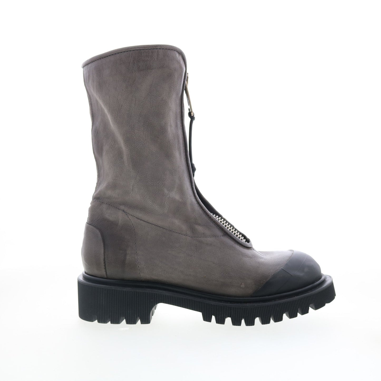 Tobie Womens Gray Leather Zipper Casual Dress Boots