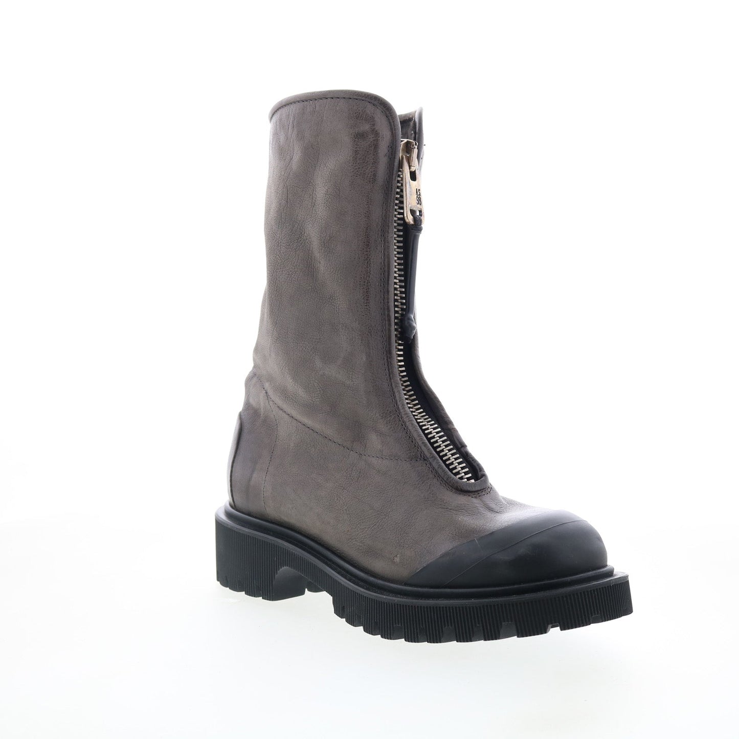 Tobie Womens Gray Leather Zipper Casual Dress Boots