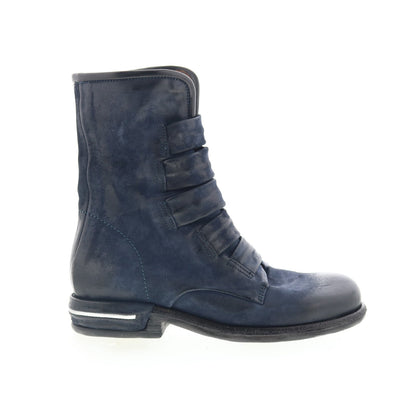 Traver Womens Blue Leather Zipper Casual Dress Boots