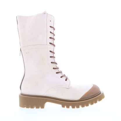 Trevy Womens Beige Leather Zipper Casual Dress Boots