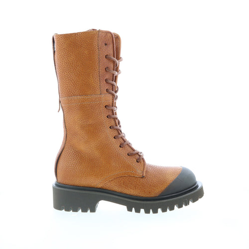 Trevy Womens Brown Leather Zipper Casual Dress Boots