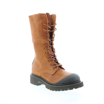 Trevy Womens Brown Leather Zipper Casual Dress Boots