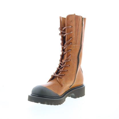 Trevy Womens Brown Leather Zipper Casual Dress Boots
