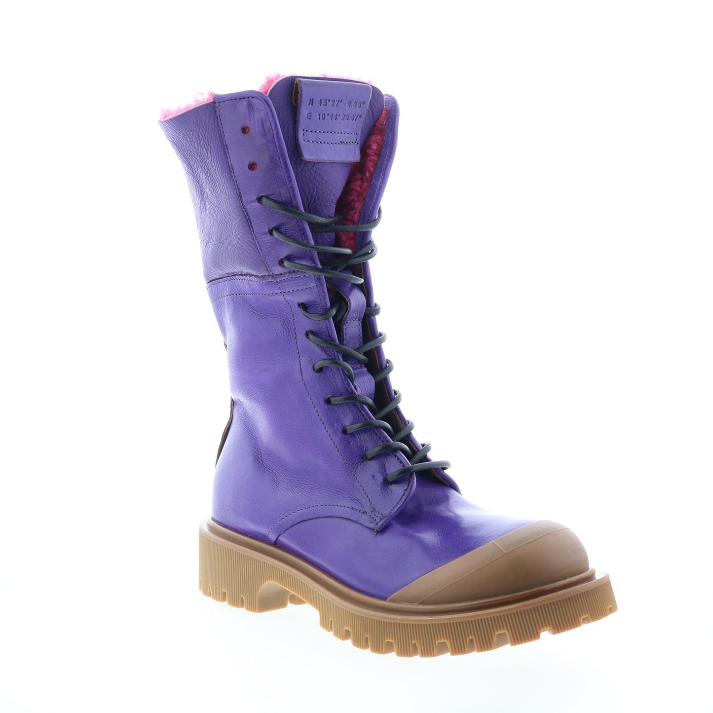 Trey Fur Womens Purple Leather Zipper Casual Dress Boots