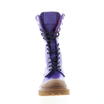 Trey Fur Womens Purple Leather Zipper Casual Dress Boots