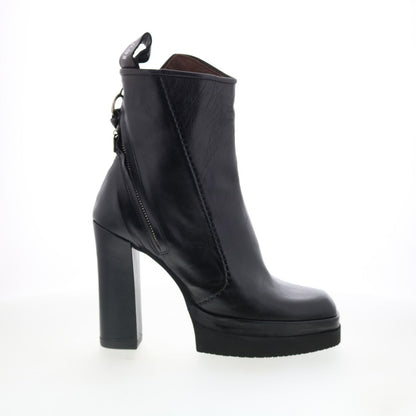 Vale Womens Black Leather Zipper Ankle & Booties Boots