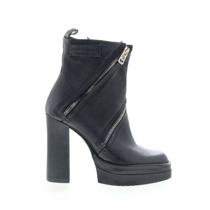 Velma Womens Black Leather Zipper Ankle & Booties Boots