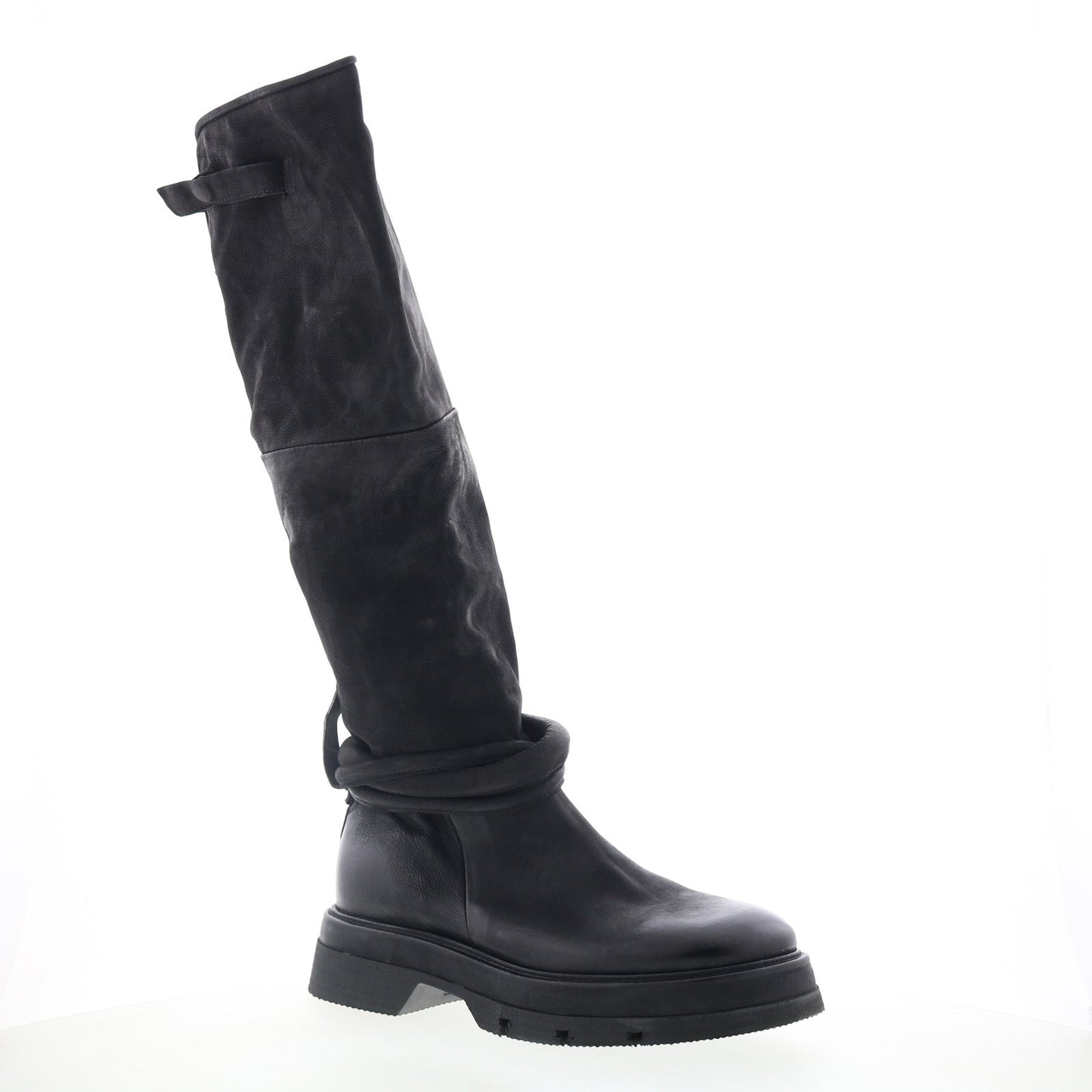 Vick Womens Black Leather Zipper Knee High Boots
