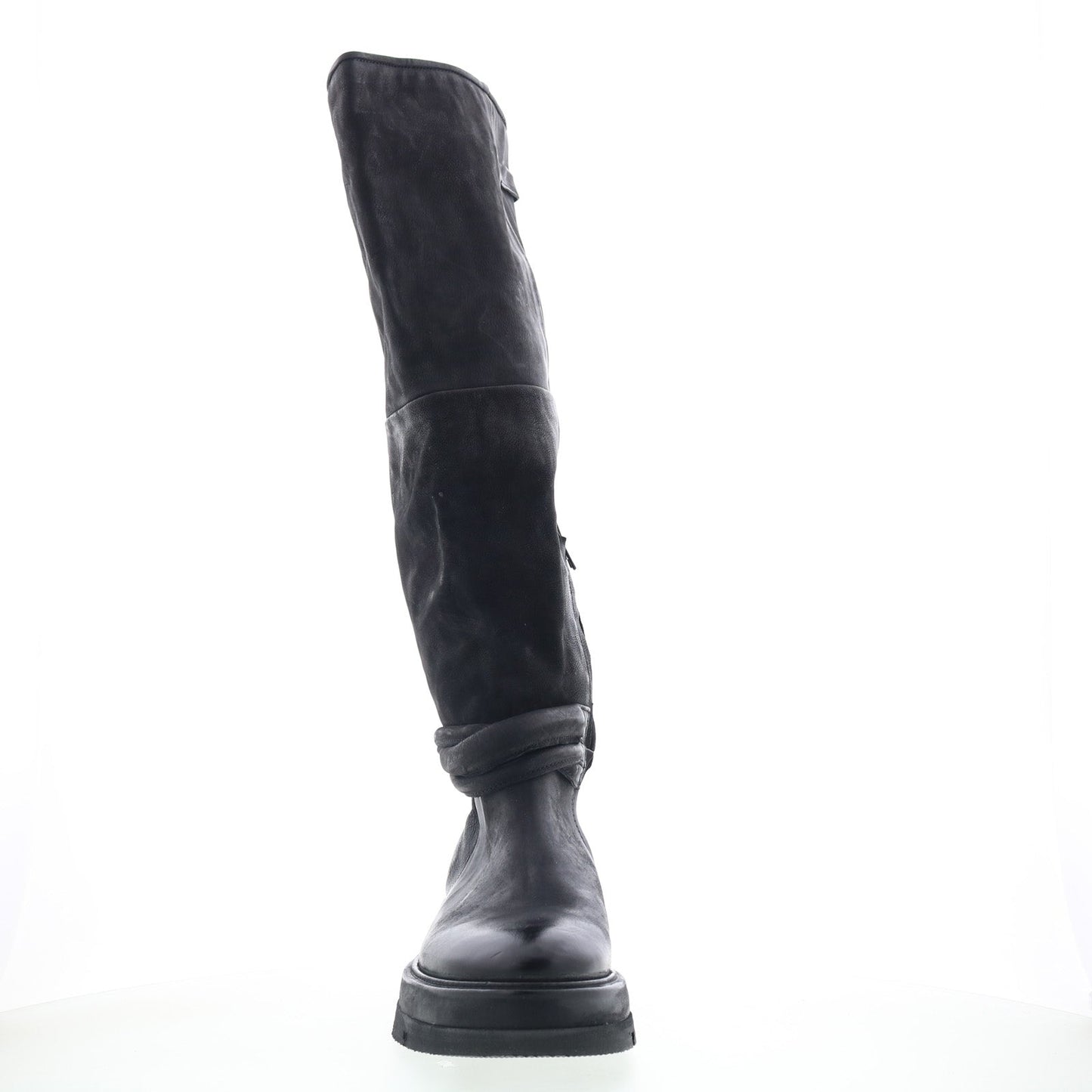 Vick Womens Black Leather Zipper Knee High Boots