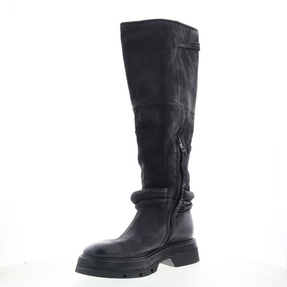 Vick Womens Black Leather Zipper Knee High Boots