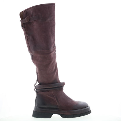 Vick Womens Brown Leather Zipper Knee High Boots