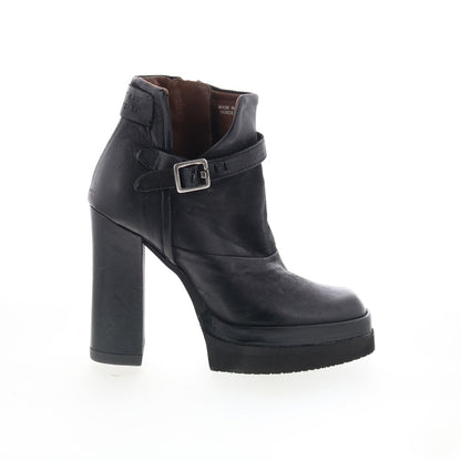 Vinal Womens Black Leather Zipper Ankle & Booties Boots